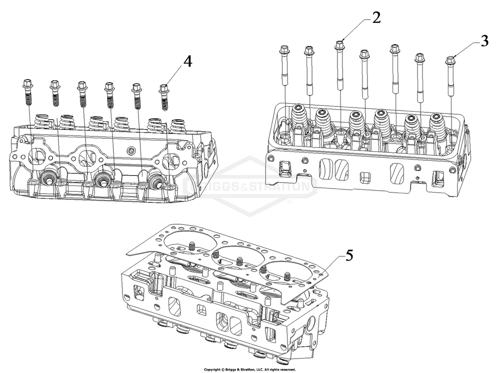 Engine Group - Cylinder Gasket And Hardware Diagram and Parts List for 076158-02  Briggs and Stratton Generator
